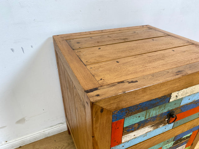 Boatwood by WMK I 1/5 Schöner & nachhaltiger Nachtisch mit Schubladen I handmade Unikat aus altem Bootsholz I Teakholz massiv I Nachtschrank Nachkommode Nachtschränkchen Kommode Berlin Rostock München