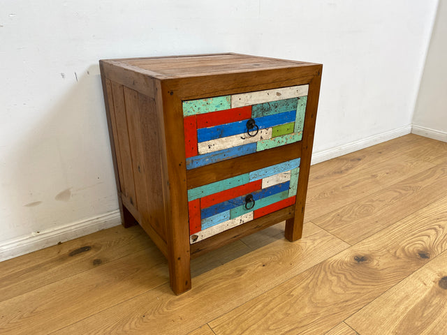 Boatwood by WMK I 1/5 Schöner & nachhaltiger Nachtisch mit Schubladen I handmade Unikat aus altem Bootsholz I Teakholz massiv I Nachtschrank Nachkommode Nachtschränkchen Kommode Berlin Rostock München