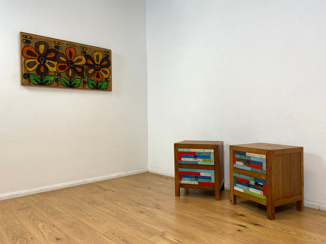 Boatwood by WMK I 1/5 Schöner & nachhaltiger Nachtisch mit Schubladen I handmade Unikat aus altem Bootsholz I Teakholz massiv I Nachtschrank Nachkommode Nachtschränkchen Kommode Berlin Rostock München