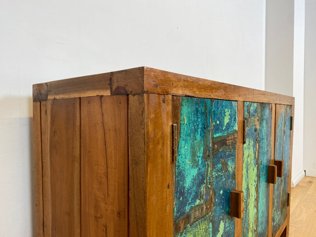 Boatwood by WMK I Einzigartiges nachhaltiges Sideboard aus altem Bootsholz, ein handgefertigtes Unikat aus massivem Teakholz I Kommode Schrank TV-Lowboard Anrichte Schuhkommode Schuhschrank Bootsmöbel
