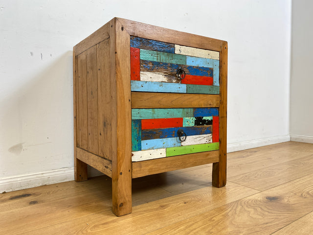 Boatwood by WMK I 1/5 Schöner & nachhaltiger Nachtisch mit Schubladen I handmade Unikat aus altem Bootsholz I Teakholz massiv I Nachtschrank Nachkommode Nachtschränkchen Kommode Berlin Rostock München