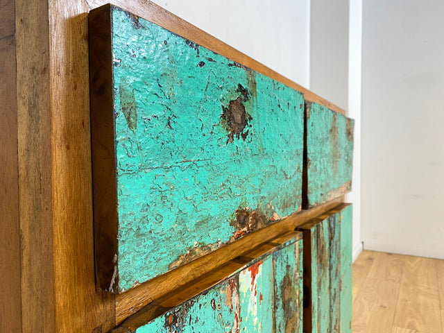 Boatwood by WMK I Besonders schöne & nachhaltige Kommode aus altem Bootsholz, ein handgefertigtes Unikat aus massivem Teakholz I Schrank Sideboard Anrichte Wäschekommode Küchenschrank Dresser Cabinet