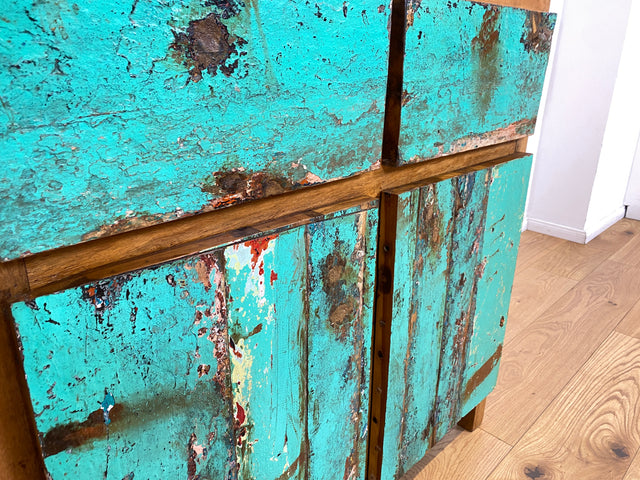 Boatwood by WMK I Besonders schöne & nachhaltige Kommode aus altem Bootsholz, ein handgefertigtes Unikat aus massivem Teakholz I Schrank Sideboard Anrichte Wäschekommode Küchenschrank Dresser Cabinet