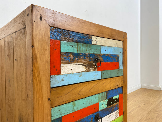 Boatwood by WMK I 1/5 Schöner & nachhaltiger Nachtisch mit Schubladen I handmade Unikat aus altem Bootsholz I Teakholz massiv I Nachtschrank Nachkommode Nachtschränkchen Kommode Berlin Rostock München