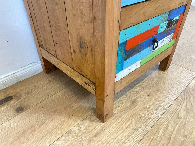 Boatwood by WMK I 1/5 Schöner & nachhaltiger Nachtisch mit Schubladen I handmade Unikat aus altem Bootsholz I Teakholz massiv I Nachtschrank Nachkommode Nachtschränkchen Kommode Berlin Rostock München