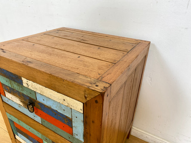 Boatwood by WMK I 1/5 Schöner & nachhaltiger Nachtisch mit Schubladen I handmade Unikat aus altem Bootsholz I Teakholz massiv I Nachtschrank Nachkommode Nachtschränkchen Kommode Berlin Rostock München