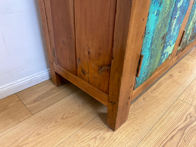 Boatwood by WMK I Einzigartiges nachhaltiges Sideboard aus altem Bootsholz, ein handgefertigtes Unikat aus massivem Teakholz I Kommode Schrank TV-Lowboard Anrichte Schuhkommode Schuhschrank Bootsmöbel