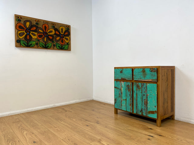 Boatwood by WMK I Besonders schöne & nachhaltige Kommode aus altem Bootsholz, ein handgefertigtes Unikat aus massivem Teakholz I Schrank Sideboard Anrichte Wäschekommode Küchenschrank Dresser Cabinet