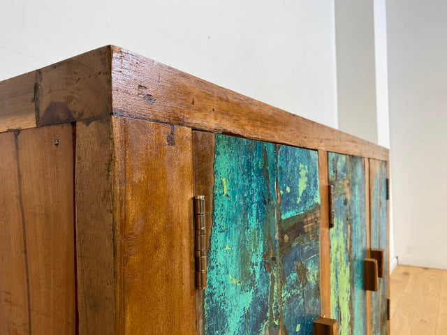 Boatwood by WMK I Einzigartiges nachhaltiges Sideboard aus altem Bootsholz, ein handgefertigtes Unikat aus massivem Teakholz I Kommode Schrank TV-Lowboard Anrichte Schuhkommode Schuhschrank Bootsmöbel