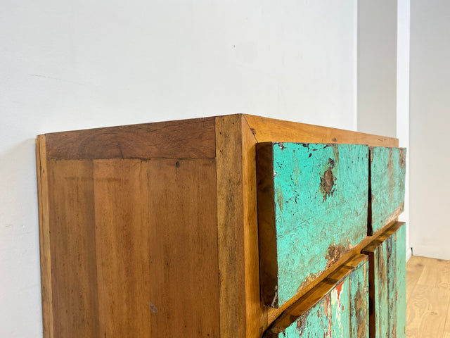 Boatwood by WMK I Besonders schöne & nachhaltige Kommode aus altem Bootsholz, ein handgefertigtes Unikat aus massivem Teakholz I Schrank Sideboard Anrichte Wäschekommode Küchenschrank Dresser Cabinet