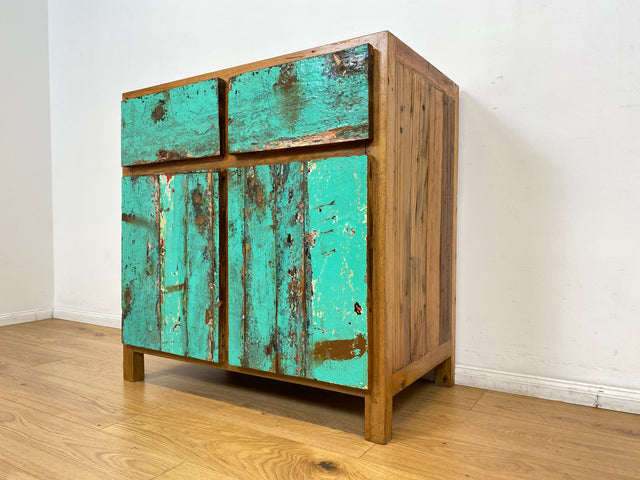 Boatwood by WMK I Besonders schöne & nachhaltige Kommode aus altem Bootsholz, ein handgefertigtes Unikat aus massivem Teakholz I Schrank Sideboard Anrichte Wäschekommode Küchenschrank Dresser Cabinet