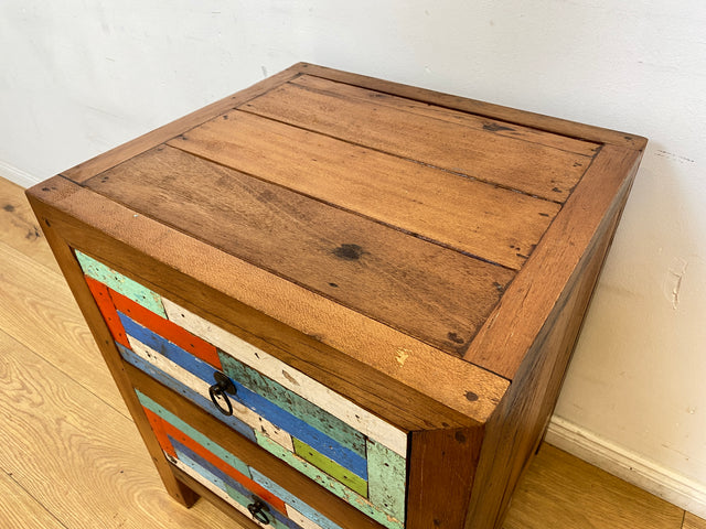 Boatwood by WMK I 1/5 Schöner & nachhaltiger Nachtisch mit Schubladen I handmade Unikat aus altem Bootsholz I Teakholz massiv I Nachtschrank Nachkommode Nachtschränkchen Kommode Berlin Rostock München