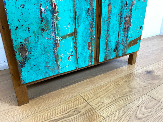 Boatwood by WMK I Besonders schöne & nachhaltige Kommode aus altem Bootsholz, ein handgefertigtes Unikat aus massivem Teakholz I Schrank Sideboard Anrichte Wäschekommode Küchenschrank Dresser Cabinet