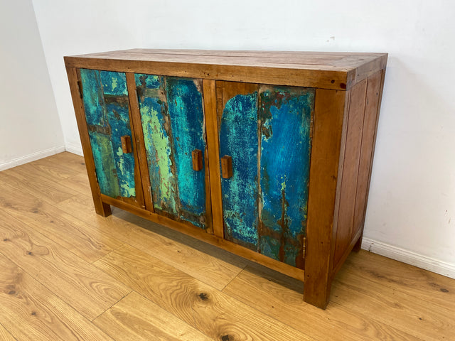 Boatwood by WMK I Einzigartiges nachhaltiges Sideboard aus altem Bootsholz, ein handgefertigtes Unikat aus massivem Teakholz I Kommode Schrank TV-Lowboard Anrichte Schuhkommode Schuhschrank Bootsmöbel