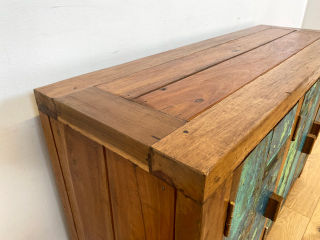 Boatwood by WMK I Einzigartiges nachhaltiges Sideboard aus altem Bootsholz, ein handgefertigtes Unikat aus massivem Teakholz I Kommode Schrank TV-Lowboard Anrichte Schuhkommode Schuhschrank Bootsmöbel