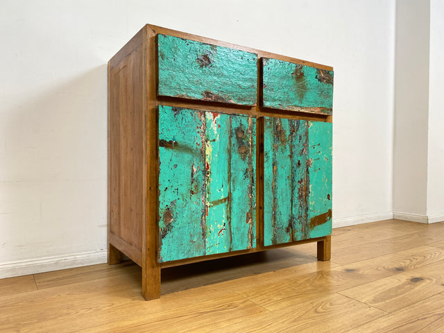 Boatwood by WMK I Besonders schöne & nachhaltige Kommode aus altem Bootsholz, ein handgefertigtes Unikat aus massivem Teakholz I Schrank Sideboard Anrichte Wäschekommode Küchenschrank Dresser Cabinet