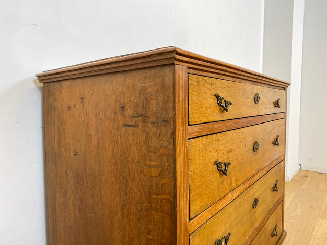 WMK I Imposante nordische antike Kommode aus massiver Eiche mit Schubladen & Messinggriffen I Bauernkommode Wäschekommode Schubladenkommode Wickelkommode Schrank Anrichte Cabinet Chest Vintage Berlin