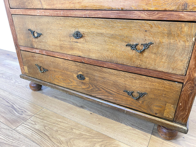WMK I Imposante nordische antike Kommode aus massiver Eiche mit Schubladen & Messinggriffen I Bauernkommode Wäschekommode Schubladenkommode Wickelkommode Schrank Anrichte Cabinet Chest Vintage Berlin