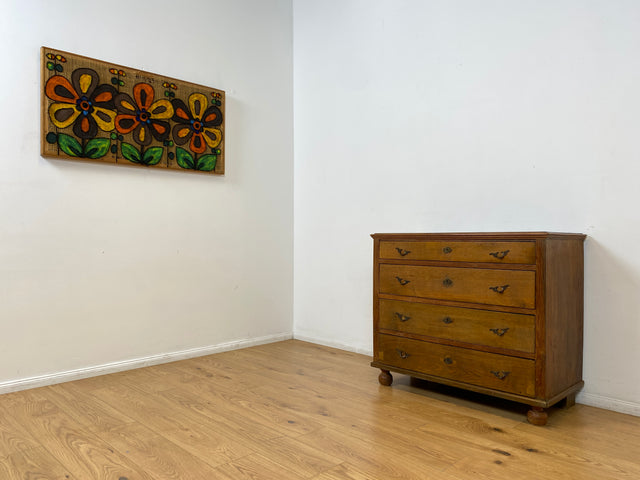 WMK I Imposante nordische antike Kommode aus massiver Eiche mit Schubladen & Messinggriffen I Bauernkommode Wäschekommode Schubladenkommode Wickelkommode Schrank Anrichte Cabinet Chest Vintage Berlin