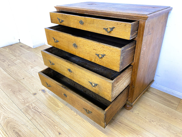 WMK I Imposante nordische antike Kommode aus massiver Eiche mit Schubladen & Messinggriffen I Bauernkommode Wäschekommode Schubladenkommode Wickelkommode Schrank Anrichte Cabinet Chest Vintage Berlin
