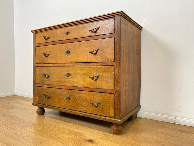 WMK I Imposante nordische antike Kommode aus massiver Eiche mit Schubladen & Messinggriffen I Bauernkommode Wäschekommode Schubladenkommode Wickelkommode Schrank Anrichte Cabinet Chest Vintage Berlin