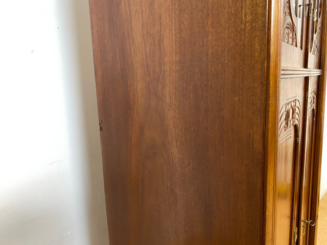 WMK I Vornehmes nordisches antikes Vertiko aus Mahagoni mit facettiertem Glas, handverziert I Schrank Kleiderschrank Wäscheschrank Bücher Vitrine Highboard Geschirrschrank Jugendstil Vintage Berlin