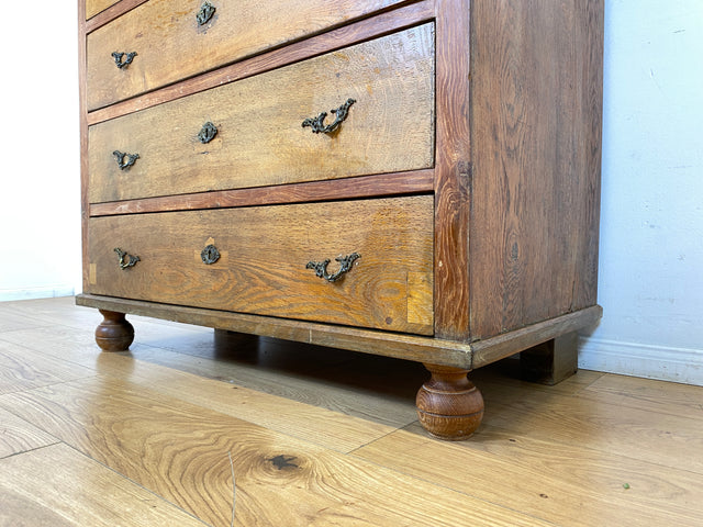 WMK I Imposante nordische antike Kommode aus massiver Eiche mit Schubladen & Messinggriffen I Bauernkommode Wäschekommode Schubladenkommode Wickelkommode Schrank Anrichte Cabinet Chest Vintage Berlin