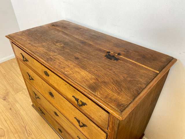 WMK I Imposante nordische antike Kommode aus massiver Eiche mit Schubladen & Messinggriffen I Bauernkommode Wäschekommode Schubladenkommode Wickelkommode Schrank Anrichte Cabinet Chest Vintage Berlin