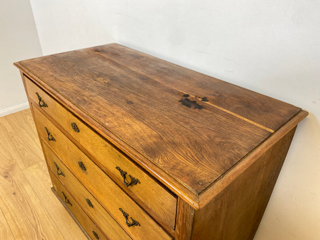 WMK I Imposante nordische antike Kommode aus massiver Eiche mit Schubladen & Messinggriffen I Bauernkommode Wäschekommode Schubladenkommode Wickelkommode Schrank Anrichte Cabinet Chest Vintage Berlin