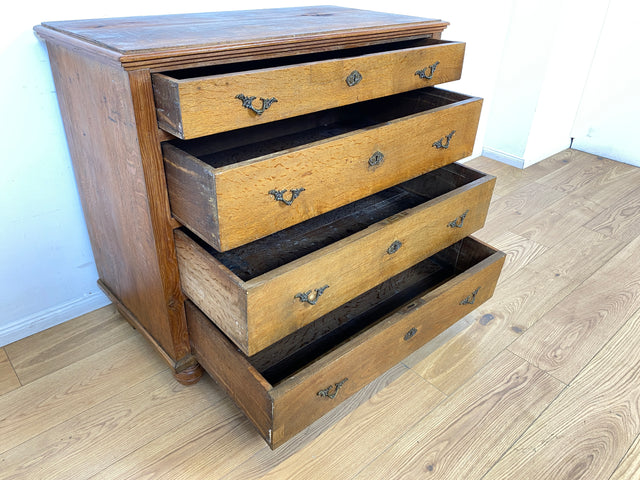 WMK I Imposante nordische antike Kommode aus massiver Eiche mit Schubladen & Messinggriffen I Bauernkommode Wäschekommode Schubladenkommode Wickelkommode Schrank Anrichte Cabinet Chest Vintage Berlin