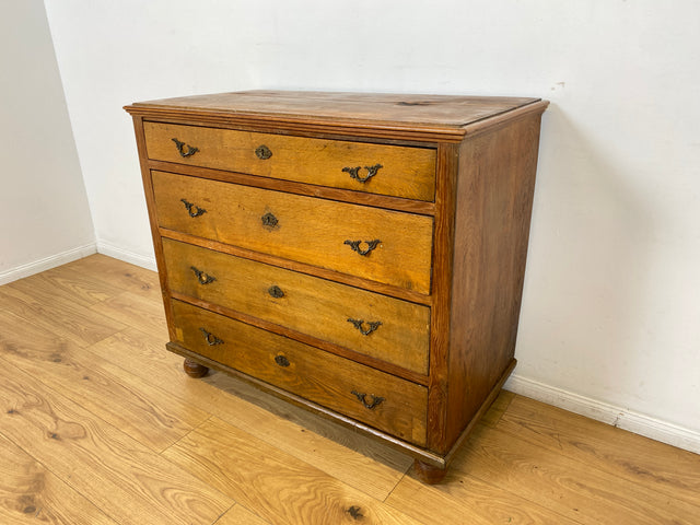 WMK I Imposante nordische antike Kommode aus massiver Eiche mit Schubladen & Messinggriffen I Bauernkommode Wäschekommode Schubladenkommode Wickelkommode Schrank Anrichte Cabinet Chest Vintage Berlin