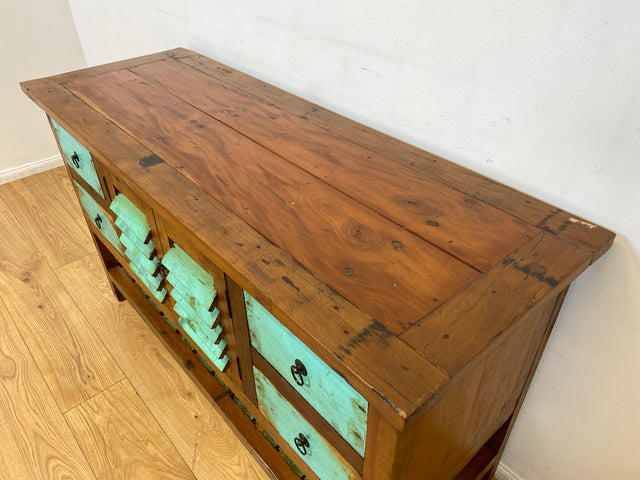 Boatwood by WMK I Nachhaltige Anrichte aus altem Bootsholz I handgefertigtes Unikat I Teakholz massiv I Schrank Sideboard Kommode Tresen Küchenschrank Büfett Buffet Flurkommode Berlin Rostock Hamburg