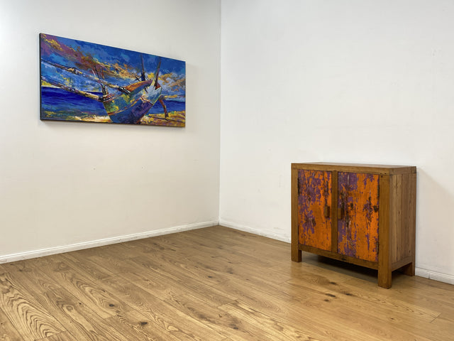 Boatwood by WMK # Freundliche & nachhaltige Kommode aus altem Bootsholz, ein handgefertigtes Unikat aus massivem Teakholz # Schrank Sideboard Anrichte Wäschekommode Wickelkommode Schuhschrank Cabinet