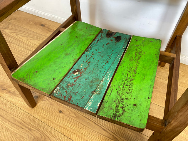 Boatwood by WMK I 1/3 Nachhaltiger handgefertigter Armlehnsessel aus altem Bootsholz in Originalfarben I Sessel Lesesessel Holzsessel Gartensessel Gartenmöbel Balkonmöbel Treibholz Berlin Bayern NRW