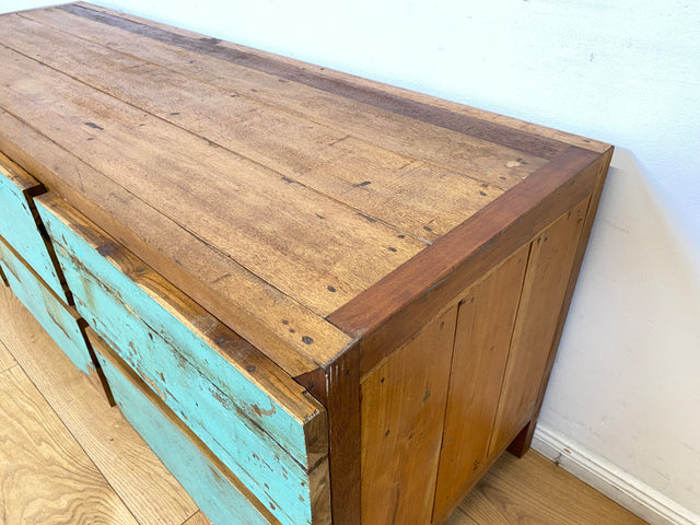 Boatwood by WMK I Nachhaltiges Sideboard handgefertigt aus altem Bootsholz mit Schubladen I Teakholz massiv I Lowboard Kommode Bank Fernsehkommode TV Wäschekommode Bootsmöbel Berlin Bochum Rostock