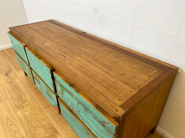 Boatwood by WMK I Nachhaltiges Sideboard handgefertigt aus altem Bootsholz mit Schubladen I Teakholz massiv I Lowboard Kommode Bank Fernsehkommode TV Wäschekommode Bootsmöbel Berlin Bochum Rostock