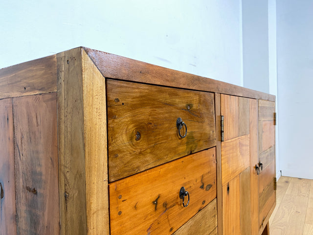 Boatwood by WMK I Nachhaltiges Sideboard aus altem Bootsholz mit Schubladen I handgefertigtes Unikat I Teakholz massiv I Schrank Wäschekommode Kommode Anrichte TV Lowboard Bootsmöbel Teak Berlin Köln