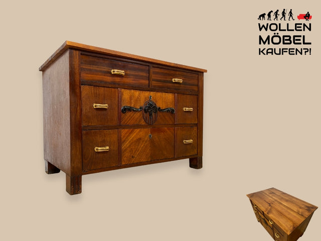WMK I Nordische antike Kommode aus vollem Holz mit Schubladen & Originalgriffen I Schrank Anrichte Schubladenkommode Wäschekommode Sideboard Wickelkommode Jugendstil Art Deco Vintage Berlin Hof Trier