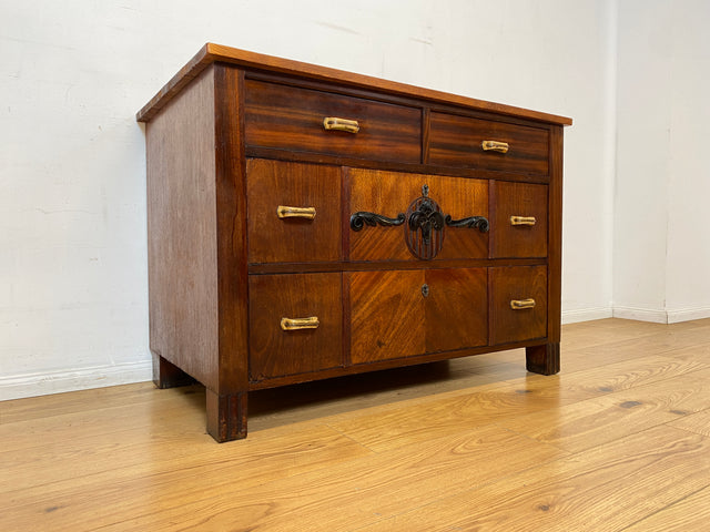 WMK I Nordische antike Kommode aus vollem Holz mit Schubladen & Originalgriffen I Schrank Anrichte Schubladenkommode Wäschekommode Sideboard Wickelkommode Jugendstil Art Deco Vintage Berlin Hof Trier
