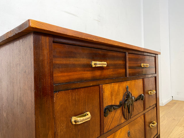WMK I Nordische antike Kommode aus vollem Holz mit Schubladen & Originalgriffen I Schrank Anrichte Schubladenkommode Wäschekommode Sideboard Wickelkommode Jugendstil Art Deco Vintage Berlin Hof Trier