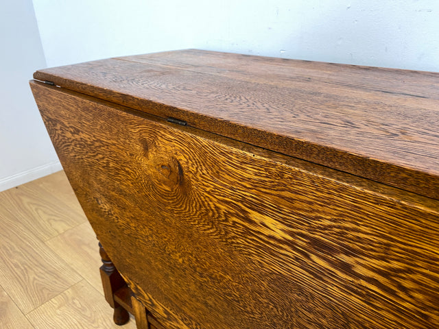 WMK # Schöner ovaler antiker Klapptisch aus Dänemark, aus massiver Eiche, sehr praktisch und gut erhalten I niedriger Esstisch Salontisch Beistelltisch Konsole Spieletisch Table Vintage Berlin Bremen
