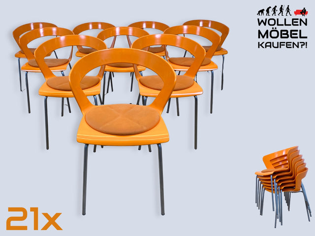 Oranger stapelbarer Stuhl Ibis von Metalmobil Arrredo aus Kunststoff I Stapelstuhl Stapelstühle Plastikstuhl Küchenstuhl Balkonstuhl Konferenzstuhl Bistrostuhl Gastro Space Age Stil I