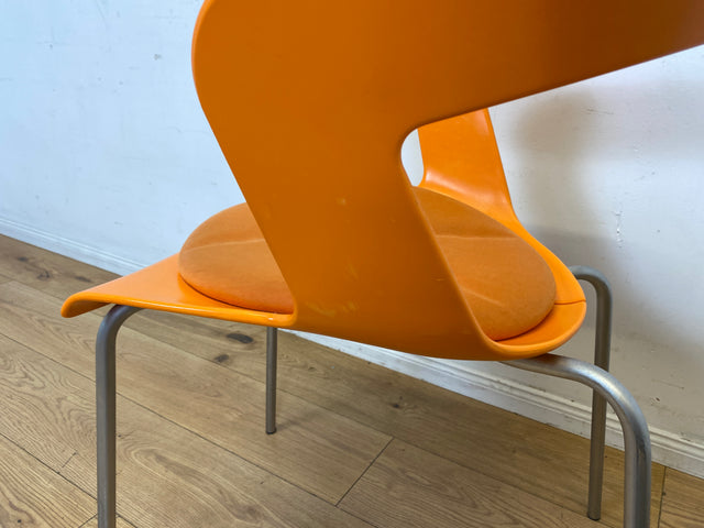 Oranger stapelbarer Stuhl Ibis von Metalmobil Arrredo aus Kunststoff I Stapelstuhl Stapelstühle Plastikstuhl Küchenstuhl Balkonstuhl Konferenzstuhl Bistrostuhl Gastro Space Age Stil I