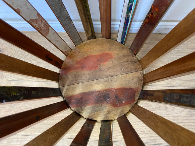 Boatwood by WMK # 1/3 Einzigartiger Papierkorb aus altem Bootsholz, ein handgefertigtes Unikat aus Teakholz , ⌀40cm # bunter Papiereimer Eimer Abfalleimer Korb Mülleimer Müllkorb Blumentopf Upcycling