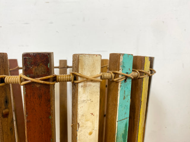 Boatwood by WMK # 1/3 Einzigartiger Papierkorb aus altem Bootsholz, ein handgefertigtes Unikat aus Teakholz , ⌀45cm # bunter Papiereimer Eimer Abfalleimer Korb Mülleimer Müllkorb Blumentopf Upcycling