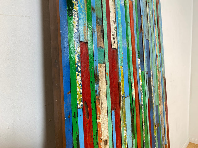 Boatwood by WMK I Einzigartiges Patchwork Paneel handgefertigt aus altem Bootsholz in Originalfarben I buntes Wandbild Holz Bild Wandpaneel Kunstwerk Gemälde Bootsholz Treibholz Berlin Sylt Rostock