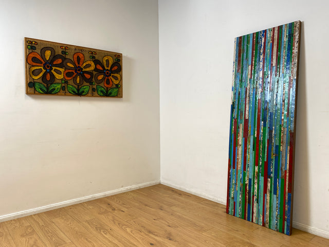 Boatwood by WMK I Einzigartiges Patchwork Paneel handgefertigt aus altem Bootsholz in Originalfarben I buntes Wandbild Holz Bild Wandpaneel Kunstwerk Gemälde Bootsholz Treibholz Berlin Sylt Rostock