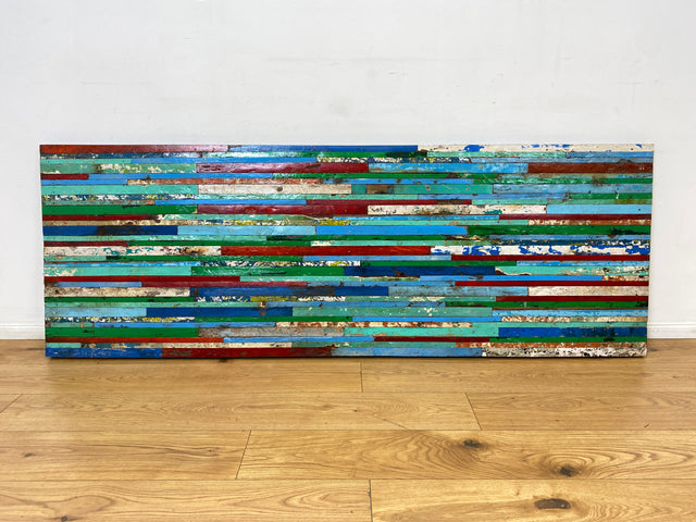 Boatwood by WMK I Einzigartiges Patchwork Paneel handgefertigt aus altem Bootsholz in Originalfarben I buntes Wandbild Holz Bild Wandpaneel Kunstwerk Gemälde Bootsholz Treibholz Berlin Sylt Rostock