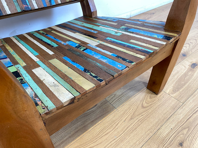 Boatwood by WMK I 1/2 Wunderschöner Relax Sessel aus altem Bootsholz, ein handgefertigtes Unikat aus massivem Teakholz I Holzsessel Balkonsessel Gartenstuhl Gartensessel Gastro Gartenmöbel Balkonmöbel