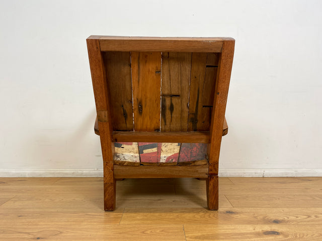 Boatwood by WMK I Besonderer Relax Sessel aus altem Bootsholz, ein handgefertigtes Unikat aus massivem Teakholz I Holzsessel Balkonsessel Gartenstuhl Gartensessel Gastro Gartenmöbel Balkonmöbel Boot